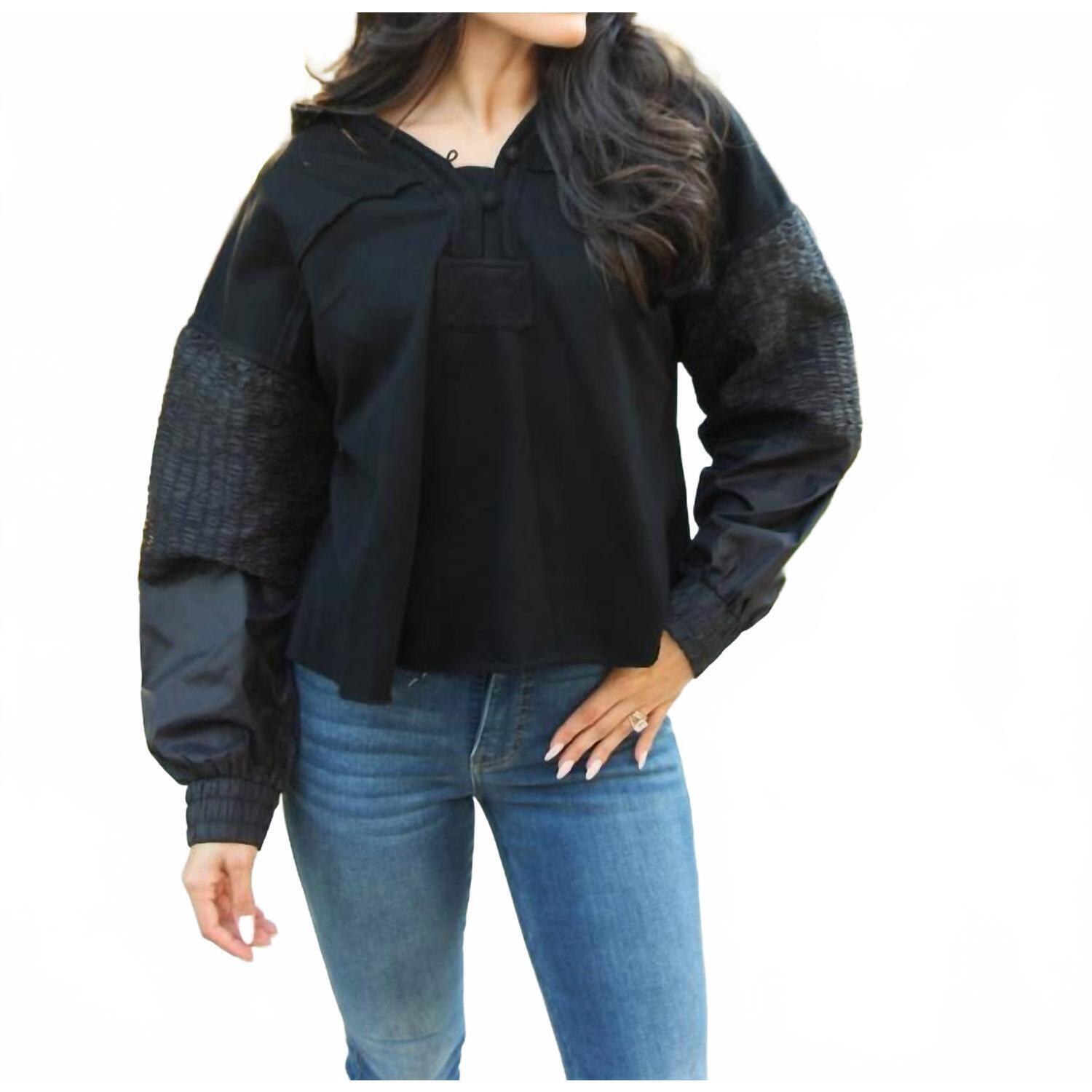 New Karlie Solid Vneck Knit Novelty Sweatshirt In Black